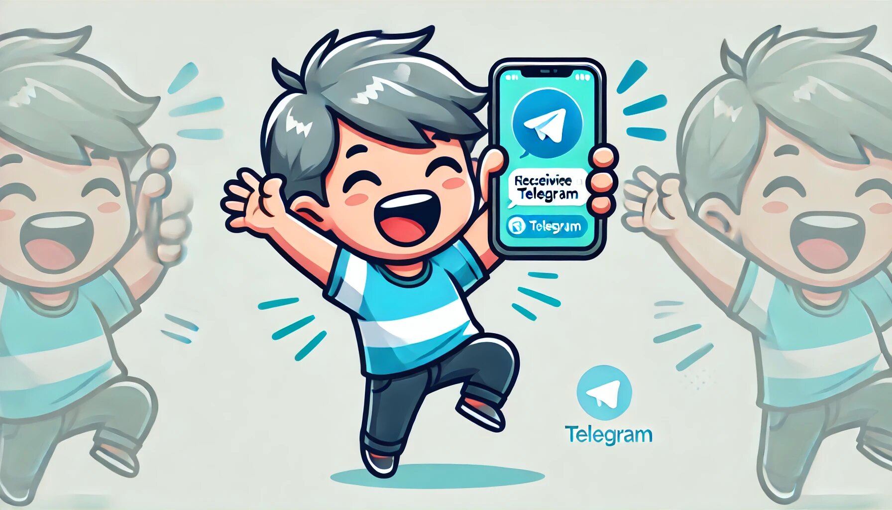 DALL·E 2025-03-06 15.11.50 - A cartoon-style image showing a person celebrating after receiving a message on Telegram. The character looks excited and happy, holding their phone u_proc.jpg